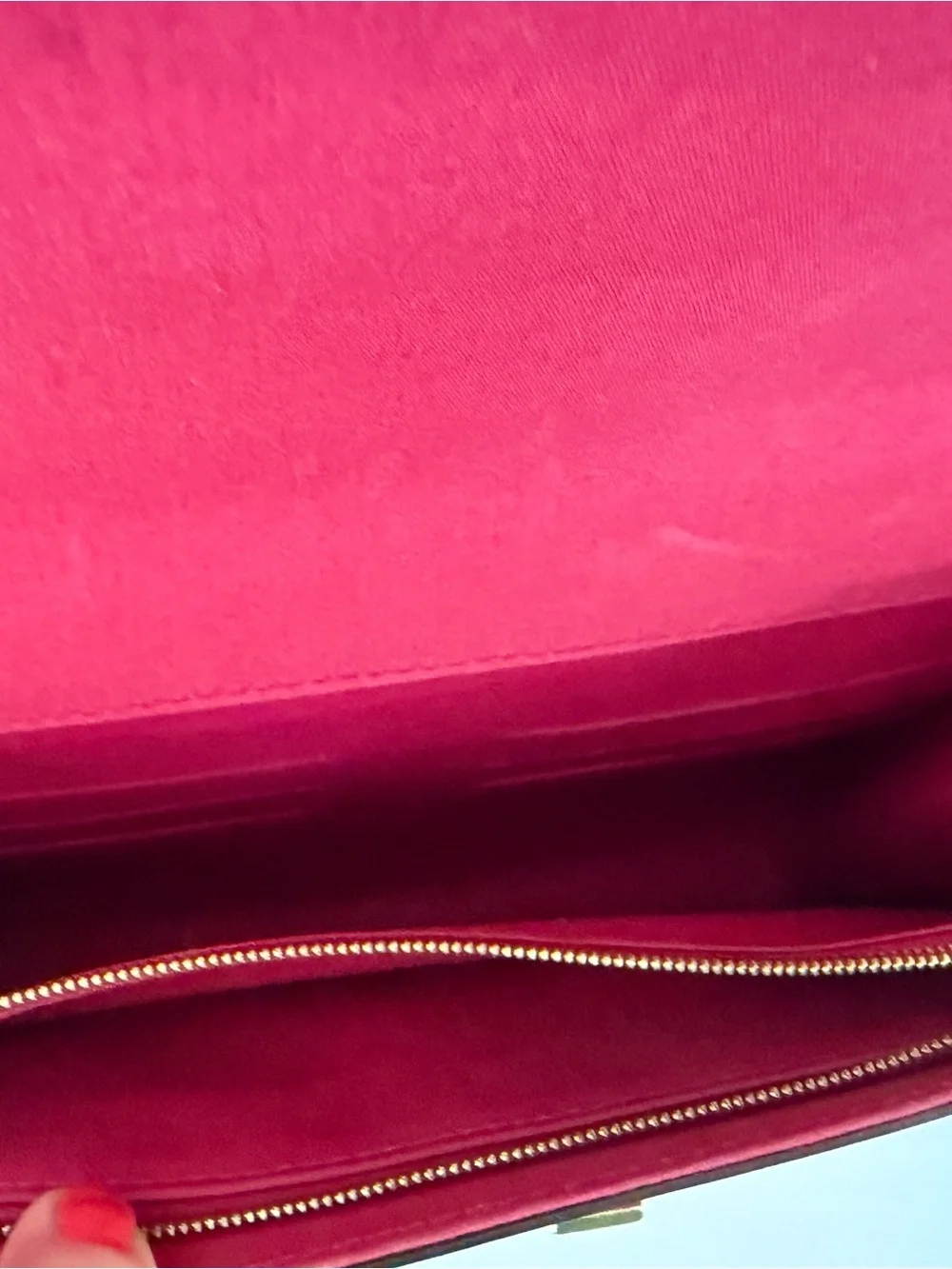 Louis Vuitton Red Patent Louise Clutch with Gold LV Emblem